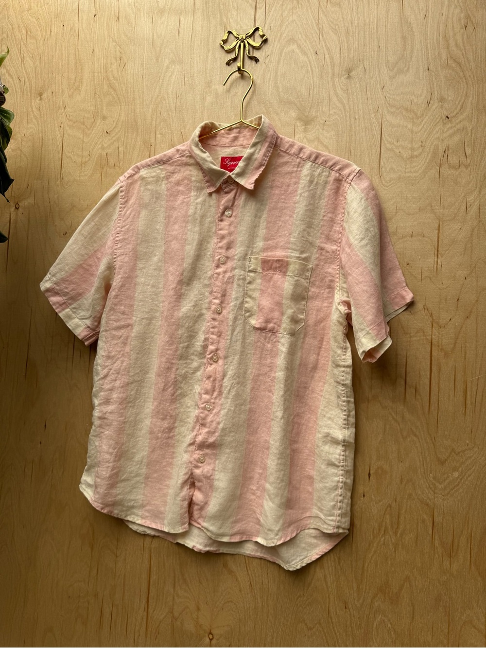 SUPREME Wide Stripe Shirt Pink M - Picture 4 of 9